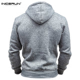 INCERUN Autumn Hoodies Men Hombre Zipper Jacket Hoodie Sweatshirt Slim Fit Hoody Coat Pullover Coat Men Winter Clothes - one46.com.au