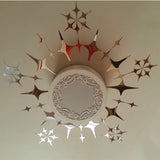48 Pcs Stars Sky Style Mirror Sticker Wall Ceiling Room Decal Decor Art DIY Golden, Silvery, Blue Stars Wall Stickers - one46.com.au