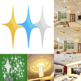 48 Pcs Stars Sky Style Mirror Sticker Wall Ceiling Room Decal Decor Art DIY Golden, Silvery, Blue Stars Wall Stickers - one46.com.au