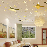 48 Pcs Stars Sky Style Mirror Sticker Wall Ceiling Room Decal Decor Art DIY Golden, Silvery, Blue Stars Wall Stickers - one46.com.au