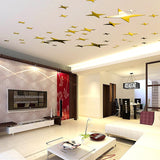 48 Pcs Stars Sky Style Mirror Sticker Wall Ceiling Room Decal Decor Art DIY Golden, Silvery, Blue Stars Wall Stickers - one46.com.au