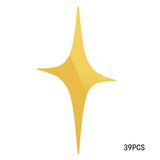 48 Pcs Stars Sky Style Mirror Sticker Wall Ceiling Room Decal Decor Art DIY Golden, Silvery, Blue Stars Wall Stickers - one46.com.au