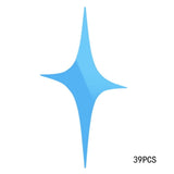 48 Pcs Stars Sky Style Mirror Sticker Wall Ceiling Room Decal Decor Art DIY Golden, Silvery, Blue Stars Wall Stickers - one46.com.au