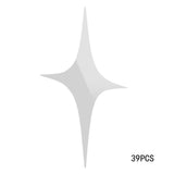 48 Pcs Stars Sky Style Mirror Sticker Wall Ceiling Room Decal Decor Art DIY Golden, Silvery, Blue Stars Wall Stickers - one46.com.au