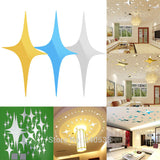 48 Pcs Stars Sky Style Mirror Sticker Wall Ceiling Room Decal Decor Art DIY Golden, Silvery, Blue Stars Wall Stickers - one46.com.au