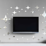 48 Pcs Stars Sky Style Mirror Sticker Wall Ceiling Room Decal Decor Art DIY Golden, Silvery, Blue Stars Wall Stickers - one46.com.au