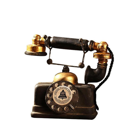 Vintage Style Old-fashioned Resin Artificial Telephone Model Retro Resin Home Decoration Accessories Figurines Miniatures Craft - one46.com.au