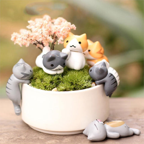 Hot Sell 6 Pcs/Set Cute Cartoon Lazy Cats For Micro Landscape Kitten Landscape Home Garden Decorations Random Color - one46.com.au