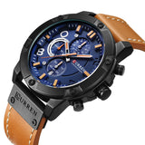 CURREN Multifunction Men Creative Sport Watches Casual Leather Strap Waterproof Chronograph Men Quartz Wrist Watch Gift Clock - one46.com.au