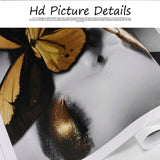 Abstract Wall Art Pictures Fashion Woman butterfly Lips Gold And White Black Modern Home Canvas Painting Beauty Decor Posters - one46.com.au