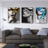 Abstract Wall Art Pictures Fashion Woman butterfly Lips Gold And White Black Modern Home Canvas Painting Beauty Decor Posters - one46.com.au