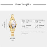 Women Bracelet Watch Gold Fashion Luxury Stainless Steel Wrist Watch Rhinestone Ellipse Creative Ladies Dress Quartz Watch - one46.com.au