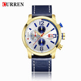 Luxury Men Outdoor Sport Watches Curren Waterproof Casual Militrary Quartz Wrist Watch Fashion Leather Strap Business Clock - one46.com.au