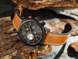 Luxury Men Outdoor Sport Watches Curren Waterproof Casual Militrary Quartz Wrist Watch Fashion Leather Strap Business Clock - one46.com.au
