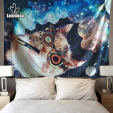 Lannidaa Cat Psychedelic Tapestry Decor Hippie Tapestry Mandala Wall Hanging Belgium Printed Wall Cloth Tapestries Manta Curtain - one46.com.au