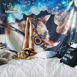 Lannidaa Cat Psychedelic Tapestry Decor Hippie Tapestry Mandala Wall Hanging Belgium Printed Wall Cloth Tapestries Manta Curtain - one46.com.au