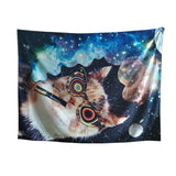 Lannidaa Cat Psychedelic Tapestry Decor Hippie Tapestry Mandala Wall Hanging Belgium Printed Wall Cloth Tapestries Manta Curtain - one46.com.au