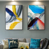 Modern Abstract Colorful Feather Canvas Art Paintings For Living Room Bedroom Posters And Prints Wall Poster Affiche Home Decor - one46.com.au