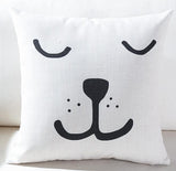 Black And White Cute Bear Cushion Cover Lovely Cartoon Animal Cactus Plant Geometric Pillow Case Nordic Style For Home Chair - one46.com.au