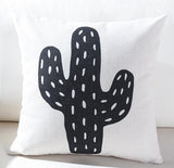 Black And White Cute Bear Cushion Cover Lovely Cartoon Animal Cactus Plant Geometric Pillow Case Nordic Style For Home Chair - one46.com.au