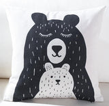 Black And White Cute Bear Cushion Cover Lovely Cartoon Animal Cactus Plant Geometric Pillow Case Nordic Style For Home Chair - one46.com.au