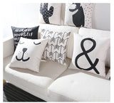 Black And White Cute Bear Cushion Cover Lovely Cartoon Animal Cactus Plant Geometric Pillow Case Nordic Style For Home Chair - one46.com.au