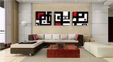Unframed 3 Panel Abstract Picture White Red And Black Geometric Figure Wall Art Painting Print Canvas For Home Decoration - one46.com.au