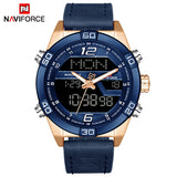 NAVIFORCE Top Luxury Brand Men Military Sport Watches Men's Waterproof Quartz Wrist Watch Male Leather Led Digital Clock 9128 - one46.com.au