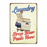 [ Mike86 ] Laundry Room Drop Your Pants Here Funny Metal Sign Home Bar Hotel Wall Painting Plaque Poster Party Bar Decor FG-242 - one46.com.au