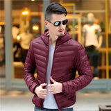 2018 men White Duck Down Jackets male Autumn Winter Warm Coat warm Ultralight Duck Down coats Male Windproof hooded clothing man - one46.com.au