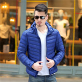 2018 men White Duck Down Jackets male Autumn Winter Warm Coat warm Ultralight Duck Down coats Male Windproof hooded clothing man - one46.com.au