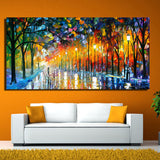 Large Printed Landscape Painting Walling In Rain Light Road Palette Knife Oil Painting Wall Art Print Decor Home Decoration - one46.com.au