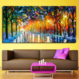Large Printed Landscape Painting Walling In Rain Light Road Palette Knife Oil Painting Wall Art Print Decor Home Decoration - one46.com.au
