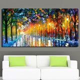 Large Printed Landscape Painting Walling In Rain Light Road Palette Knife Oil Painting Wall Art Print Decor Home Decoration - one46.com.au