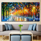 Large Printed Landscape Painting Walling In Rain Light Road Palette Knife Oil Painting Wall Art Print Decor Home Decoration - one46.com.au