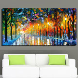 Large Printed Landscape Painting Walling In Rain Light Road Palette Knife Oil Painting Wall Art Print Decor Home Decoration - one46.com.au