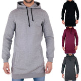 Autumn Winter Longline Fleecel Hoodies Men Hooded Sweatshirt Male Casual Hip Hop Hoody Tracksuit Pullover Solid Design Plus Size - one46.com.au