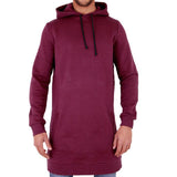 Autumn Winter Longline Fleecel Hoodies Men Hooded Sweatshirt Male Casual Hip Hop Hoody Tracksuit Pullover Solid Design Plus Size - one46.com.au