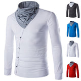 England Style Men's T Shirt Autumn Long Sleeve Tee Slim Fit Folded Collar Tee Shirt Casual Tshirts Fashion Men Tops Male Hombre - one46.com.au