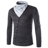 England Style Men's T Shirt Autumn Long Sleeve Tee Slim Fit Folded Collar Tee Shirt Casual Tshirts Fashion Men Tops Male Hombre - one46.com.au