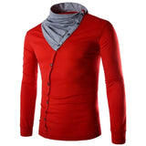 England Style Men's T Shirt Autumn Long Sleeve Tee Slim Fit Folded Collar Tee Shirt Casual Tshirts Fashion Men Tops Male Hombre - one46.com.au