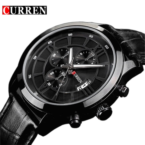 Fashion Curren Brand Business Black Man Wrist watch Date Genuine Leather waterproof Casual wristwatch Male Relojes hombre - one46.com.au