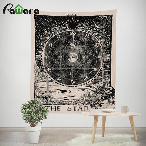 Tarot Tapestry Medieval European Wall Hanging Tapestry The Sun Moon Star Dorm Room Astrology Mysterious Wall Tapestry Home Decor - one46.com.au