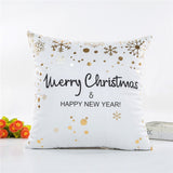 MIHE Merry Christmas Cushion Cover Gold Linen Cotton Soft Cute Throw Pillow Cover Decorative Sofa Pillow Case Pillowcase BZT18 - one46.com.au