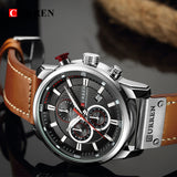 Top Brand Luxury Fashion Leather Strap Quartz Men Watches Chronograph Casual Date Business Male Wristwatches Clock Montre Homme - one46.com.au