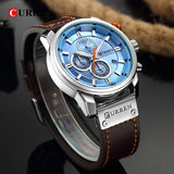 Top Brand Luxury Fashion Leather Strap Quartz Men Watches Chronograph Casual Date Business Male Wristwatches Clock Montre Homme - one46.com.au