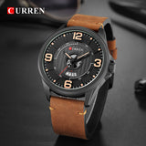 Mens Watches Top Brand CURREN Leather Wristwatch Analog Army Military Quartz Time Man Waterproof Clock Fashion Relojes Hombre - one46.com.au