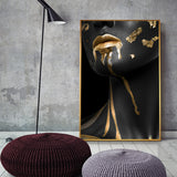 Beautiful Golden Black Lady Golden Canvas Painting Fashion Poster Print For Living Room HD Wall Art Ins Home Cuadros Decoracion - one46.com.au
