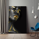 Beautiful Golden Black Lady Golden Canvas Painting Fashion Poster Print For Living Room HD Wall Art Ins Home Cuadros Decoracion - one46.com.au