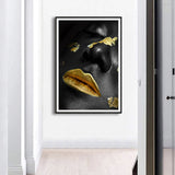 Beautiful Golden Black Lady Golden Canvas Painting Fashion Poster Print For Living Room HD Wall Art Ins Home Cuadros Decoracion - one46.com.au